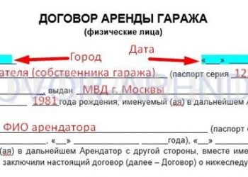 Договор аренды гаража между физическими лицами простой